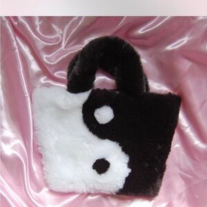 Black and White Faux Fur Yin Yang Handbag
